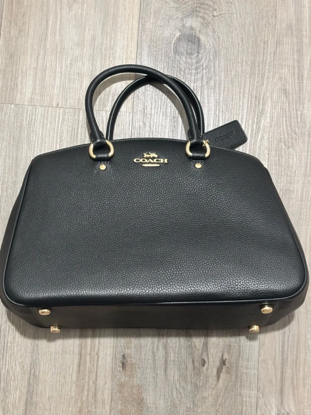 Coach Black Pebbled Leather Satchel with Gold Hardware - Picture 3 of 10